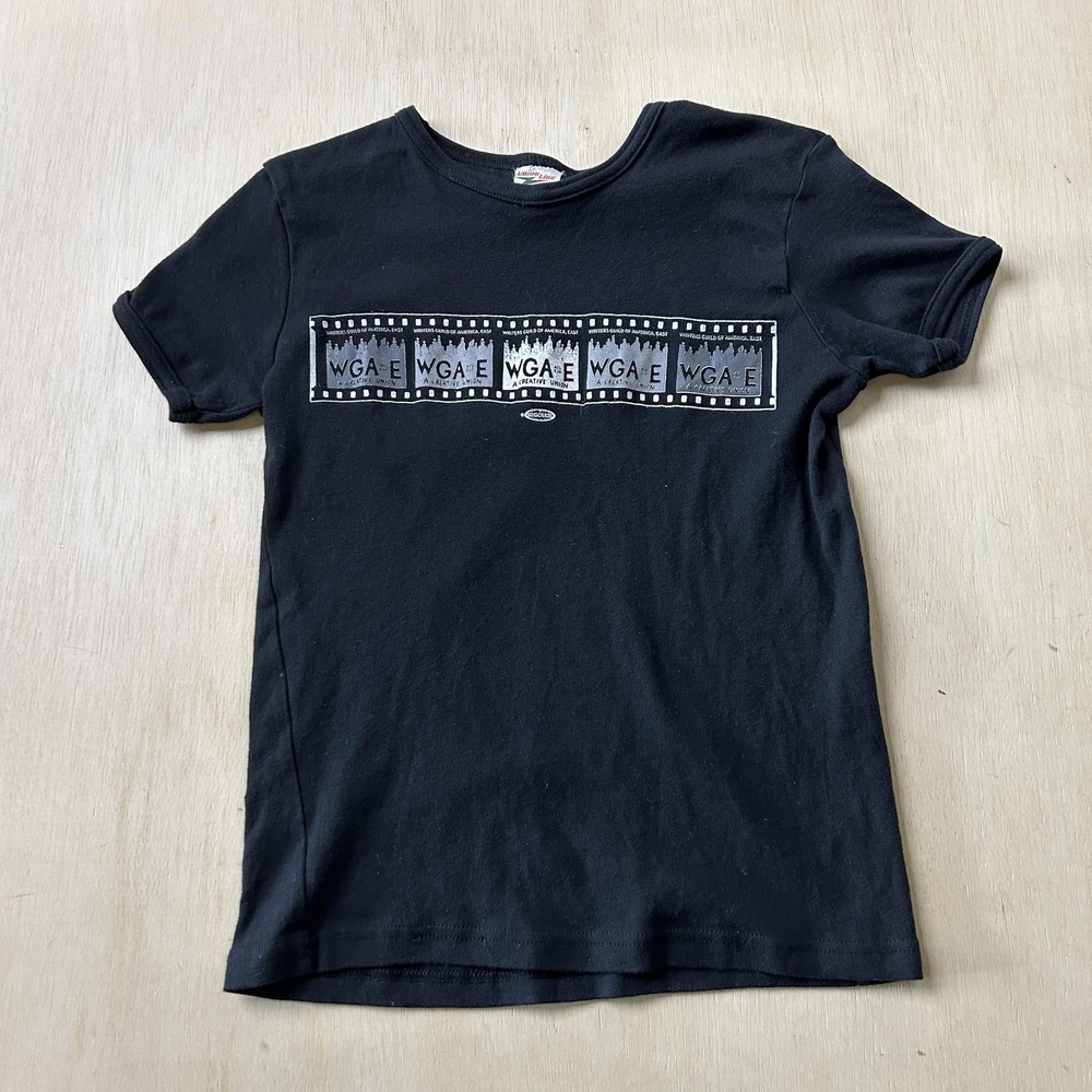 Vintage Writers Guild East WGAE Writer Shirt Mens Small Black Union Line Tee